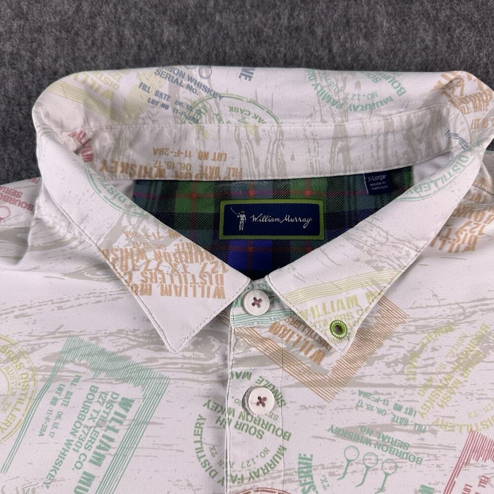 William Murray Performance Polo Mens XL Distillery Whiskey Bourbon Print Stretch - Picture 7 of 16